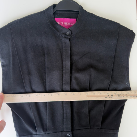 Heidi Merrick Camille Dress Medium Black Midi Pleated Hemp Linen Silk USA Made - Picture 10 of 10